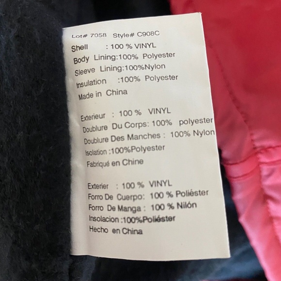 Vintage WIPPETTE Rainthings Red Vinyl Fleece Jacket Rain Coat Hoodie Womens Lrg - Picture 6 of 7